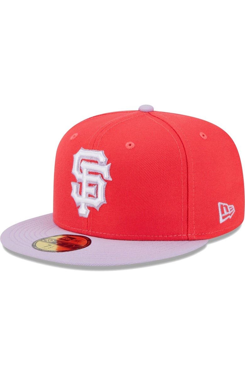 New Era Men's New Era Red/Lavender San Francisco Giants Spring Color Two-Tone 59FIFTY Fitted Hat, Main, color, Red