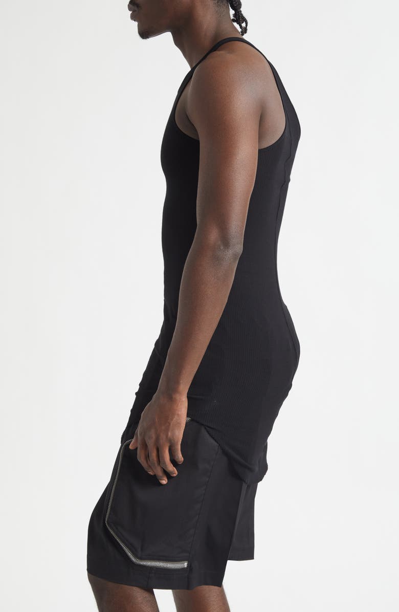 Rick Owens Basic Longline Cotton Rib Tank, Alternate, color, Black