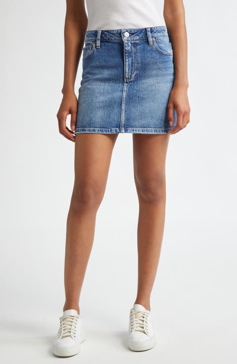 Joss Buckle Back Denim Miniskirt