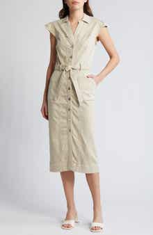 Jaxsyn Cap Sleeve Denim Midi Shirtdress
