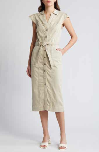 Jaxsyn Cap Sleeve Denim Midi Shirtdress