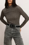 Veronica Beard Nate Plaid Mock Neck Long Sleeve Top