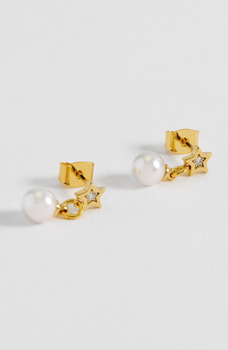 Estella Bartlett Star & Faux Pearl Drop Earrings, Alternate, color, Gold