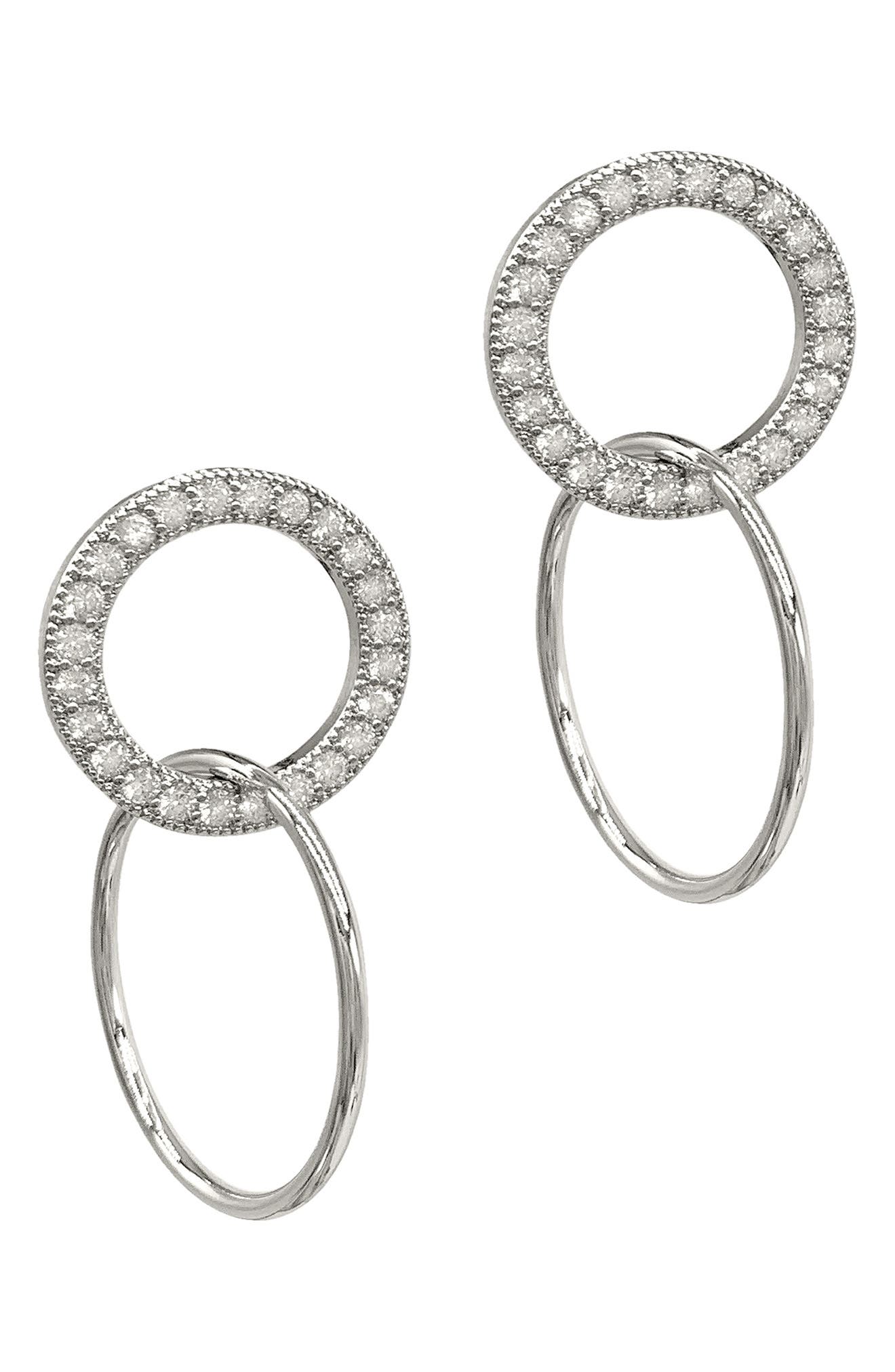 Adornia White Rhodium Circle Drop Earrings