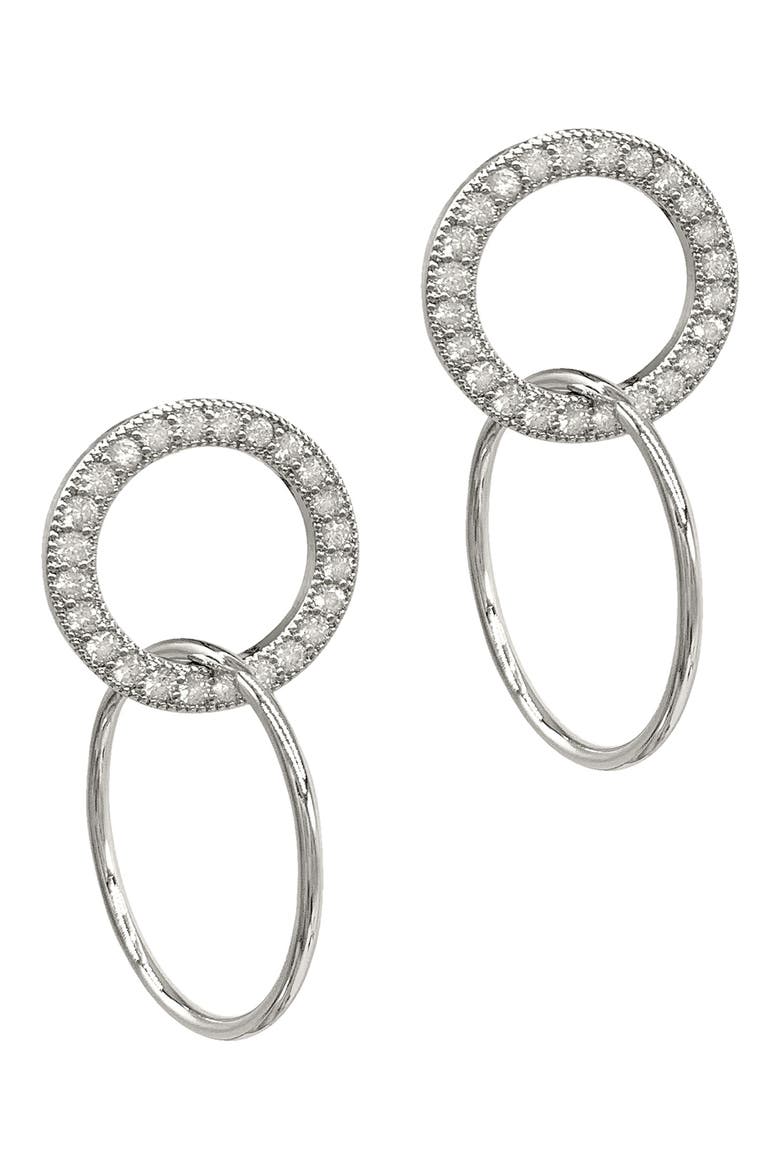 White Rhodium Circle Drop Earrings, Main, color, YELLOW