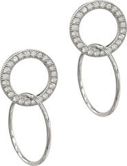 Adornia White Rhodium Circle Drop Earrings
