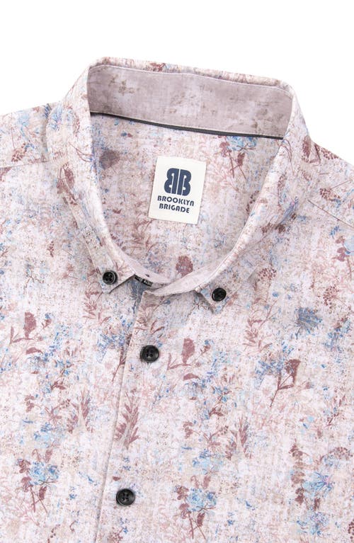 Brooklyn Brigade Barlow Vintage Floral Short Sleeve Shirt In Tan