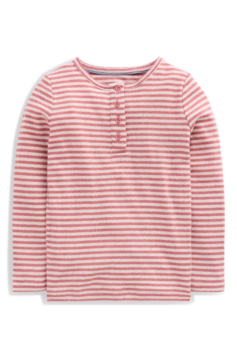 Kids' Long Sleeve Henley Pointelle T-Shirt, Main, color, PINK STRIPE