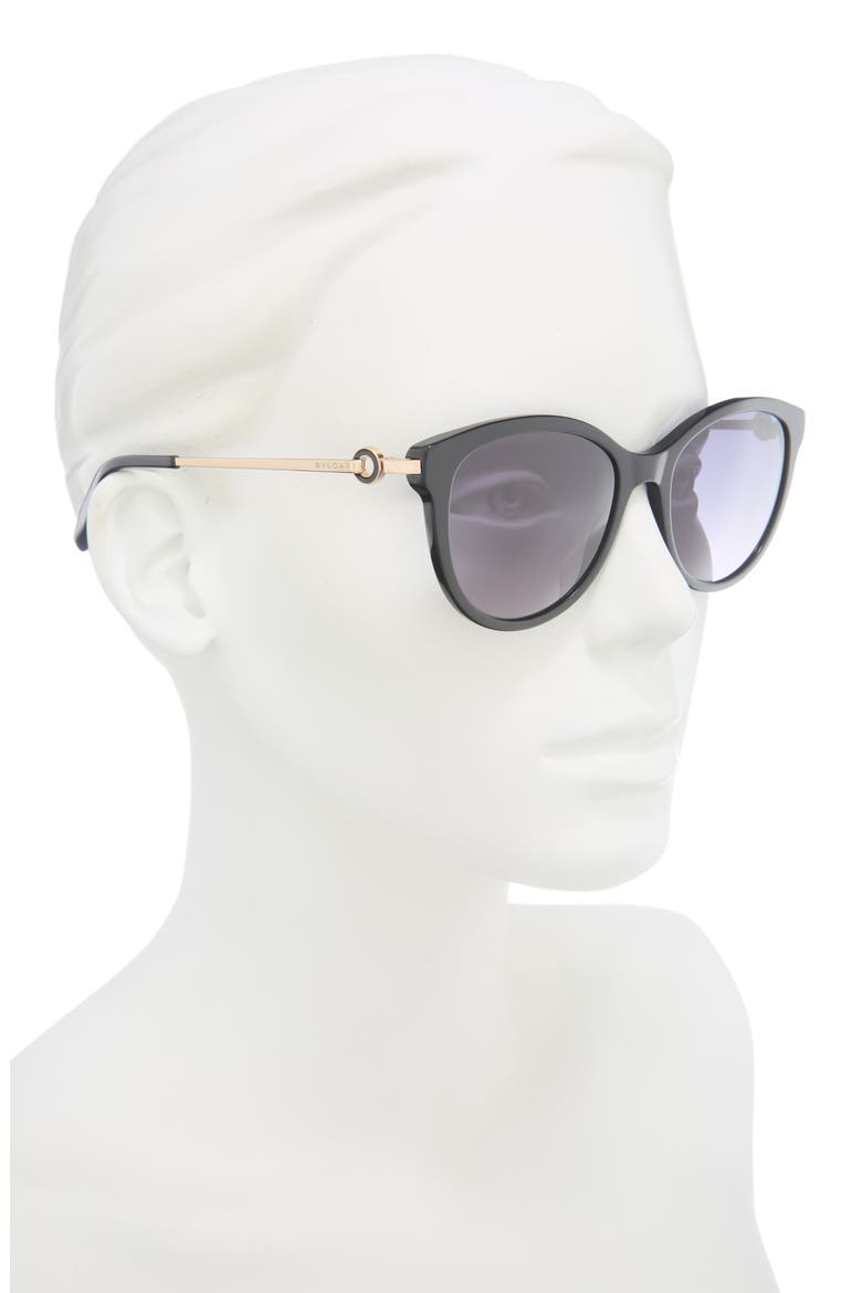 Gradient Round Sunglasses, Alternate, color, SHINY BLACK / GRADIENT SMOKE