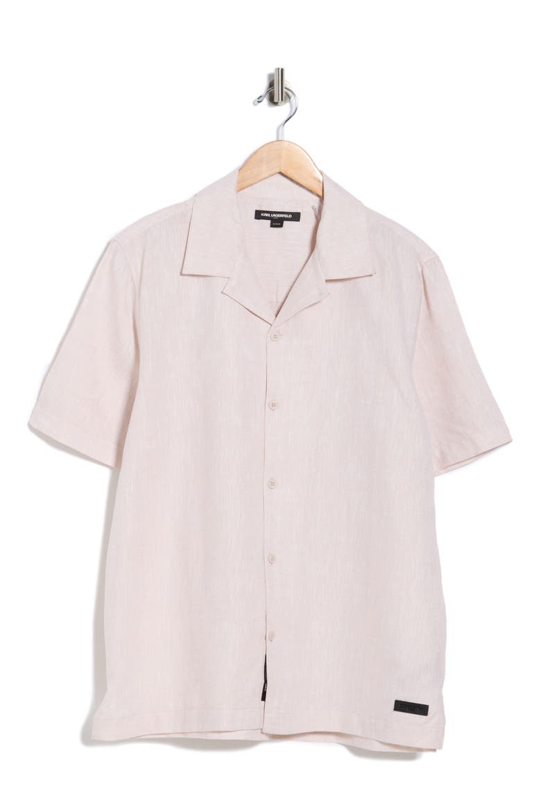 Linen Blend Camp Shirt, Alternate, color, NATURAL