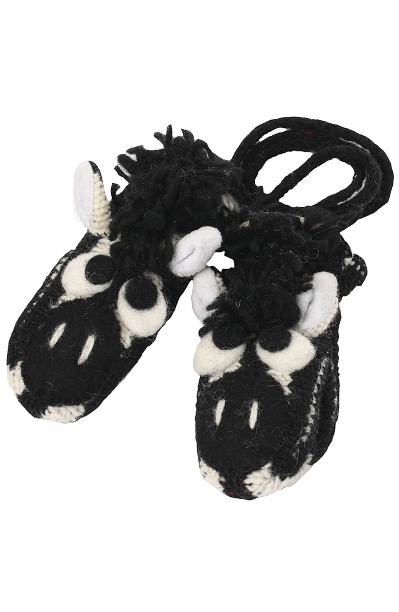 Nirvanna Designs Zebra Mittens, Main, color, Black