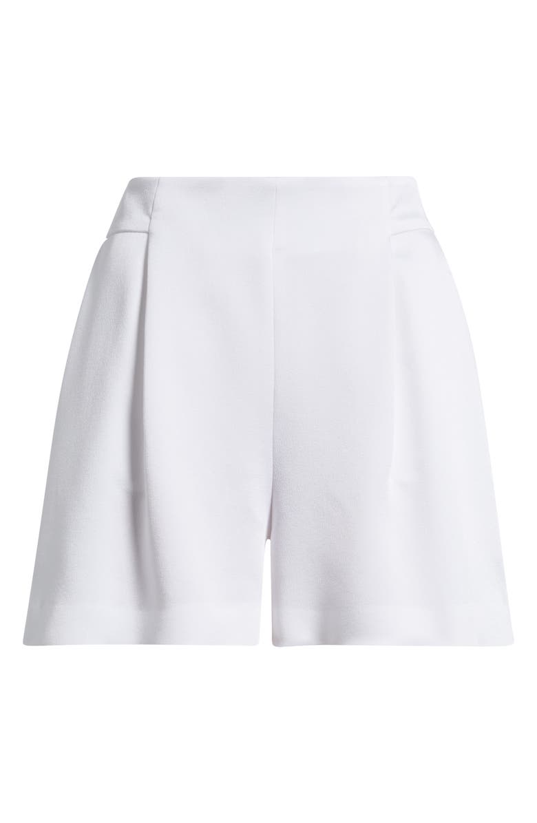 BOSS Tulania Pleated High Waist Shorts, Alternate, color, White