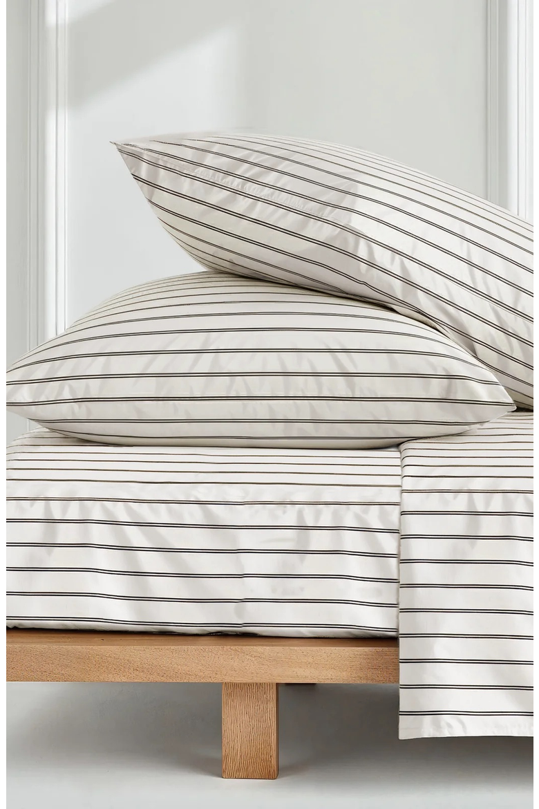 Luxe Australian Sateen Pillowcase Set, Alternate, color, Black Mini Stripes