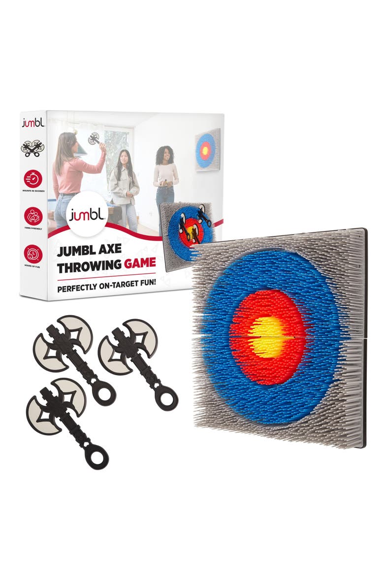 Wall-Mounted Axe Throwing Game, Indoor Foam Axe Set with Bristle Target & Mount Kit, Main, color, Multicolor