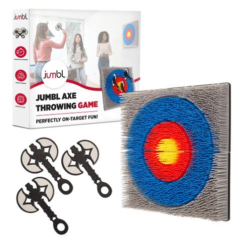 Wall-Mounted Axe Throwing Game, Indoor Foam Axe Set with Bristle Target & Mount Kit