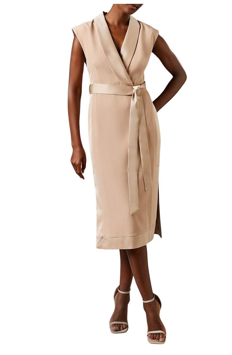 Coast Tux Satin Midi Dress, Alternate, color, Champagne