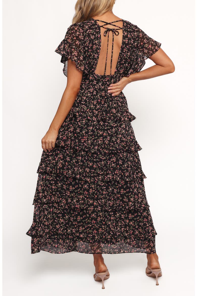 Wendi Print Tiered Maxi Dress, Alternate, color, BLACK FLORAL