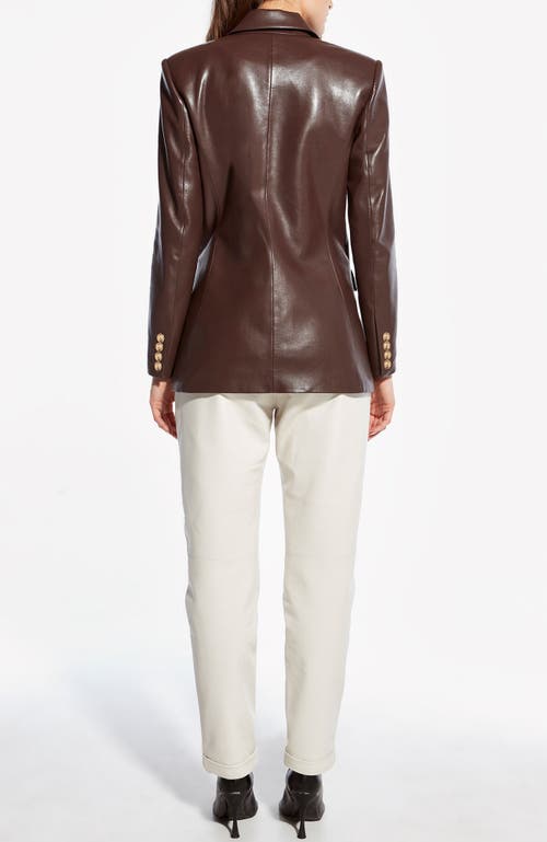 As By Df Beck Recycled Leather Double-breasted Blazer In Mahogany