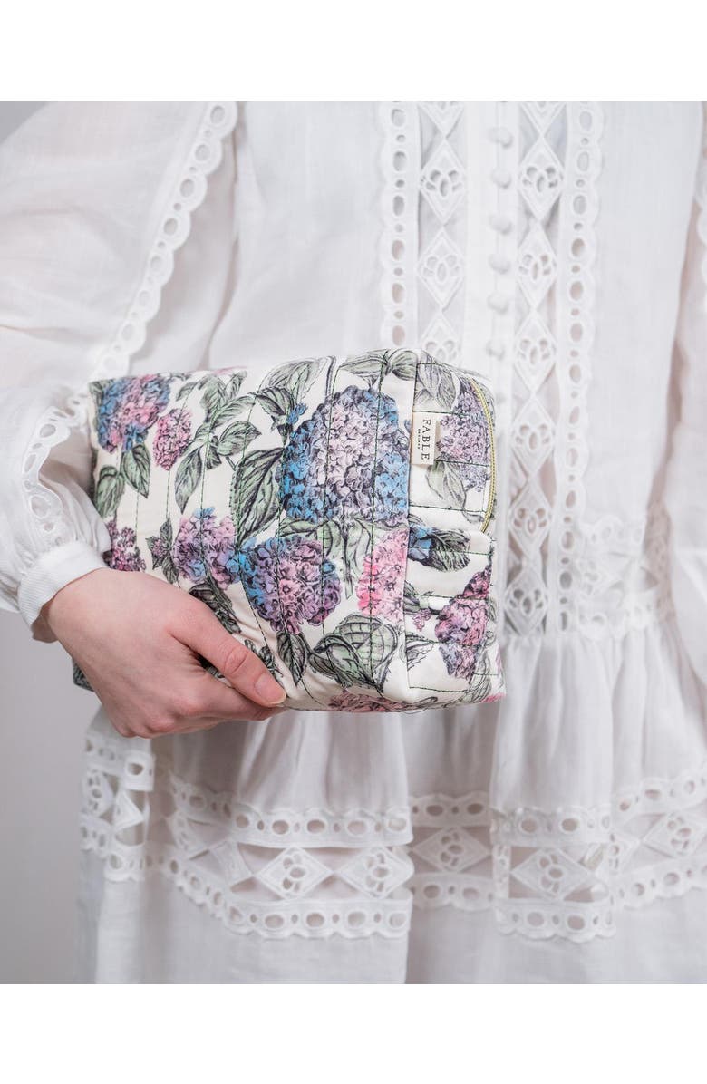 Fable England Hydrangea Large Quilted Makeup Bag, Alternate, color, Purple