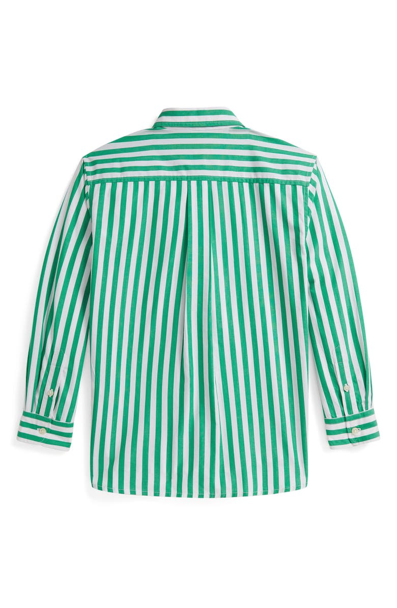 Polo Ralph Lauren Kids' Stripe Cotton Poplin Button-Up Shirt (Big Kid, Alternate, color, Stem/ White