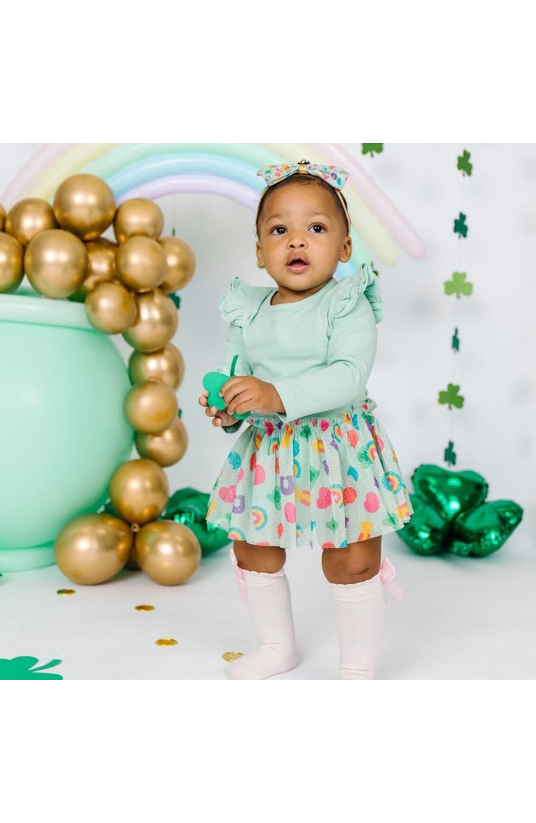 Sweet Wink Lucky Charm St. Patrick's Day Long Sleeve Tutu Bodysuit, Alternate, color, 