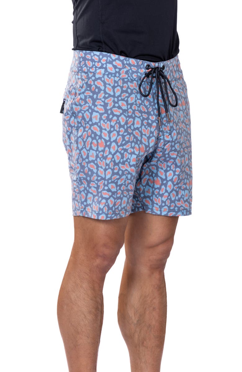 VAST Leopard Print Stretch Board Shorts, Alternate, color,