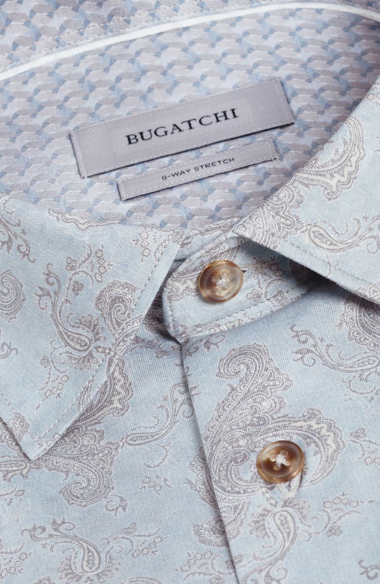 Bugatchi Jimmy OoohCotton<sup>®</sup> Paisley Button-Up Shirt, Alternate, color, Seafoam