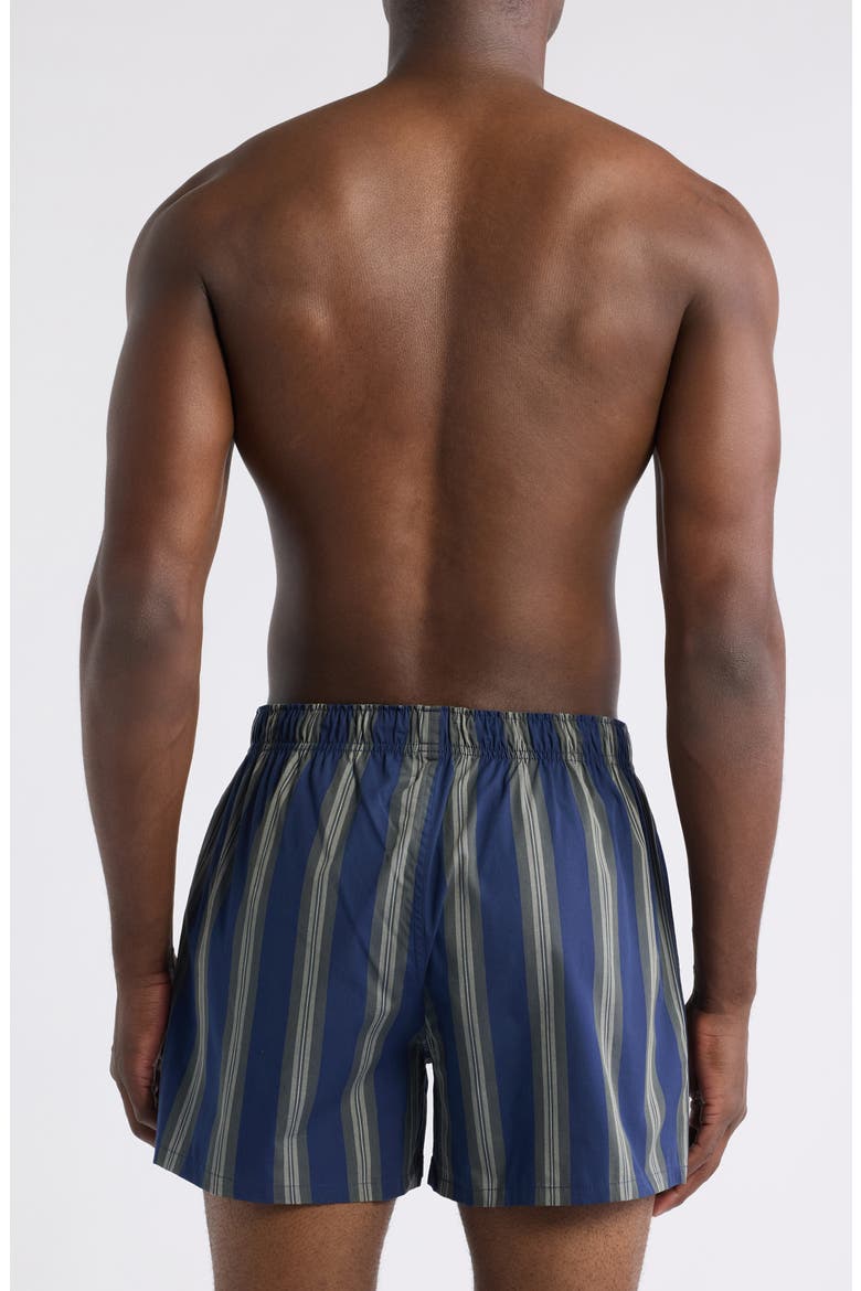 Modern Woven Stretch Cotton Boxers, Alternate, color, NAVY PEACOAT- GREEN STRIPE