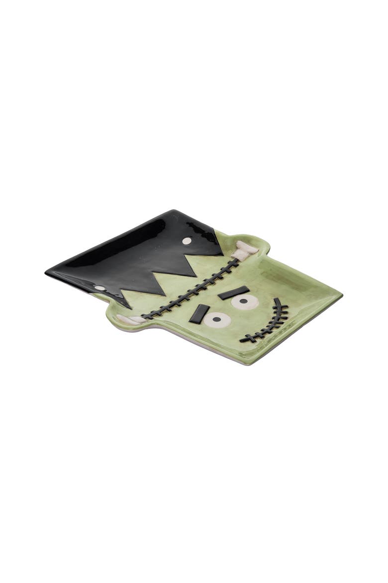 Halloween Frankenstein Serving Platter with Spreader, Alternate, color, Green