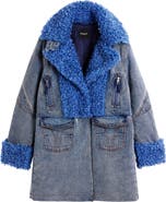Desigual Denim & Faux Shearling Coat