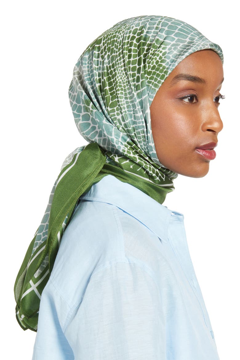 Henna & Hijabs Silk Hijab, Alternate, color, GREEN BRONZE SNAKE