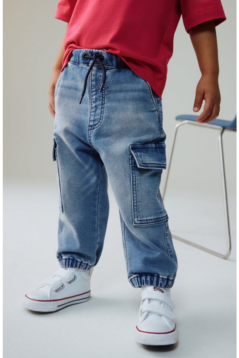 Baggy Jersey Cargo Jeans, Alternate, color, BLUE