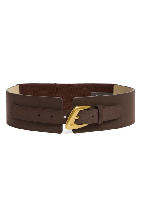 Asymmetrical Buckle Stretch Faux Leather Belt