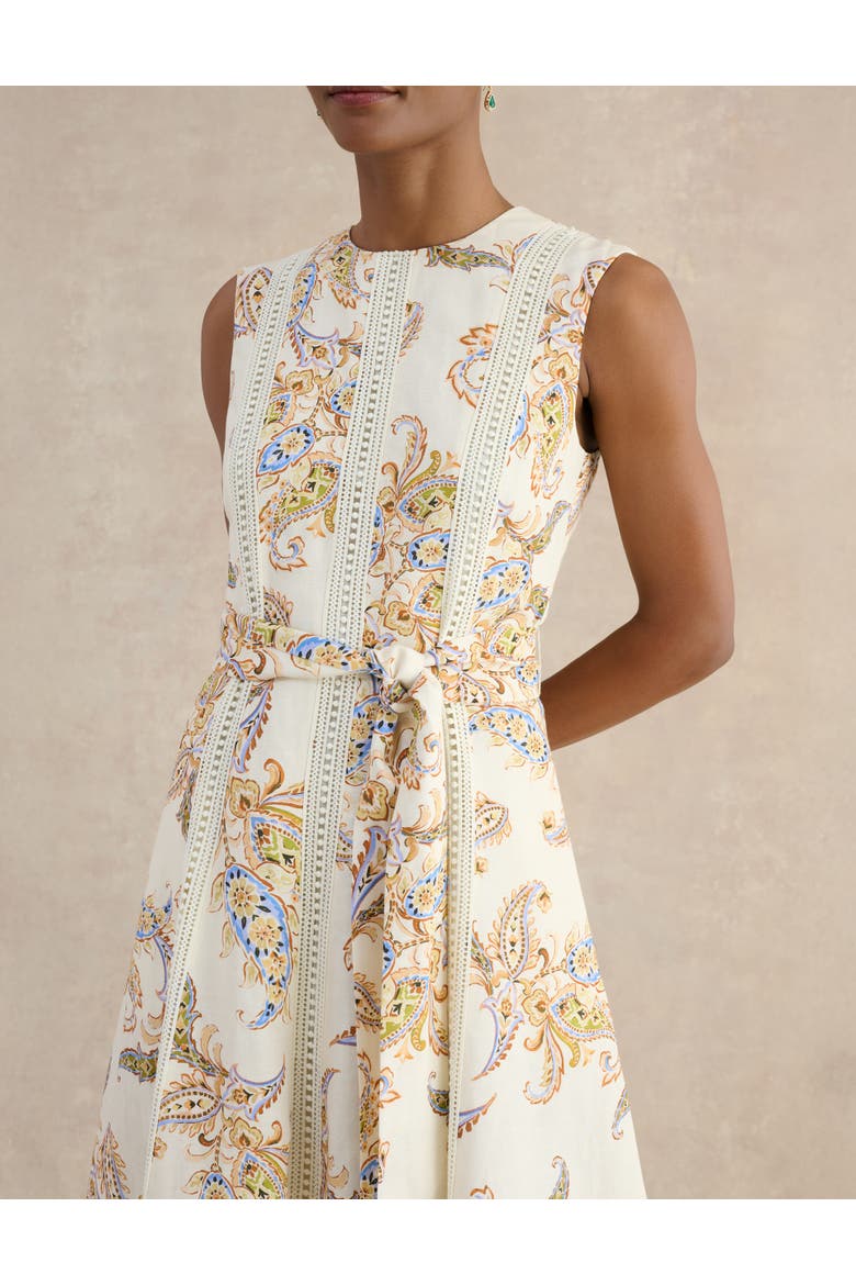 Uma Linen Blend Midi Dress, Alternate, color, Cream Multi