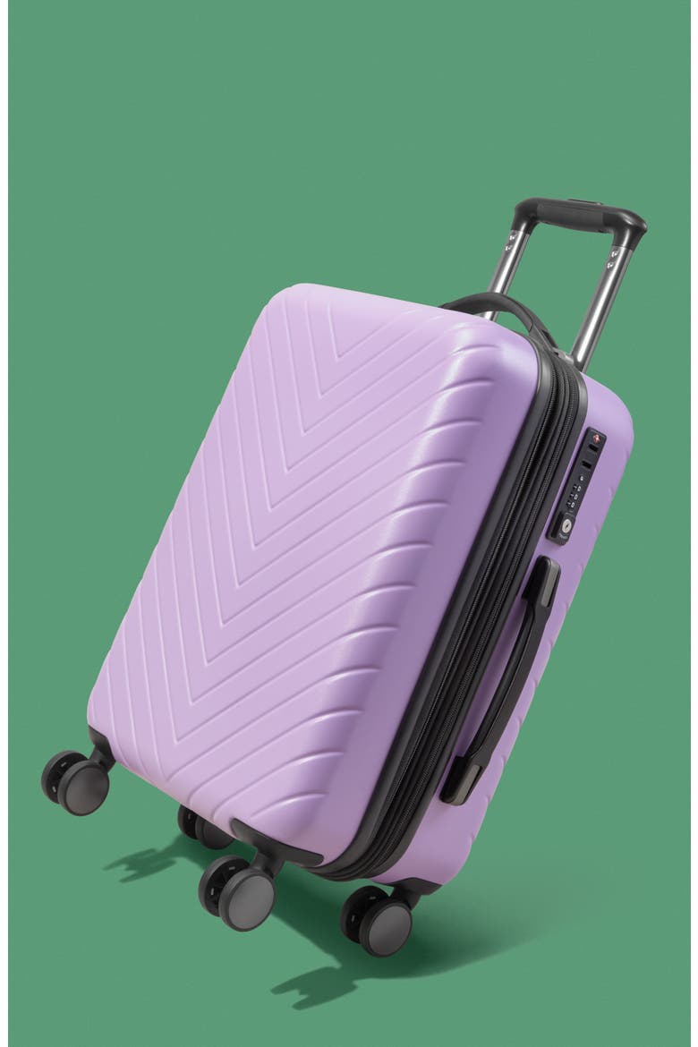 Chevron 20-Inch Spinner Carry-On, Alternate, color, BLACK