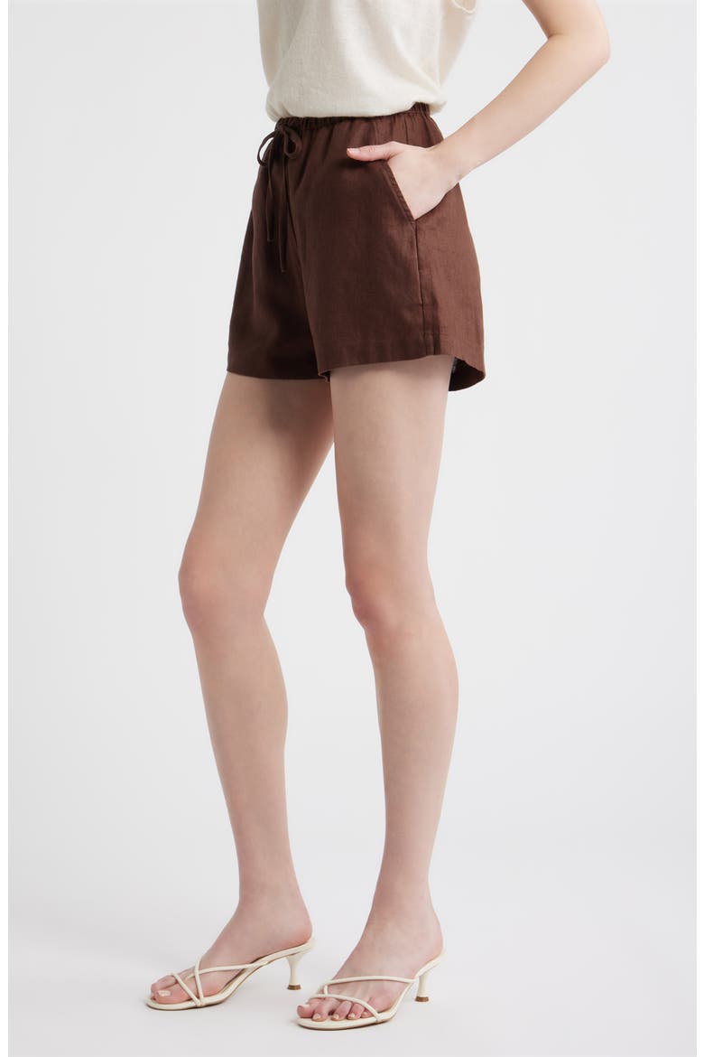 Jenner Linen Drawstring Shorts, Alternate, color, ESPRESSO