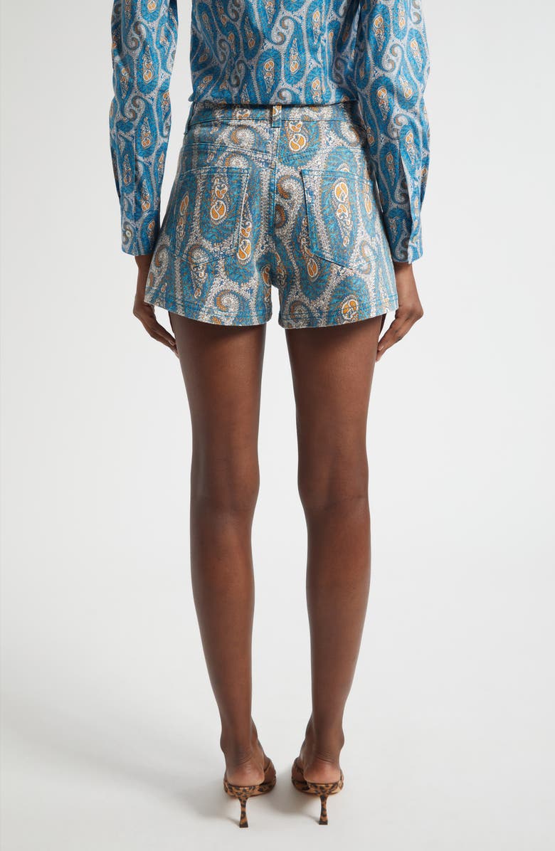 Etro Paisley Print Stretch Denim Shorts, Alternate, color, Print On White Base