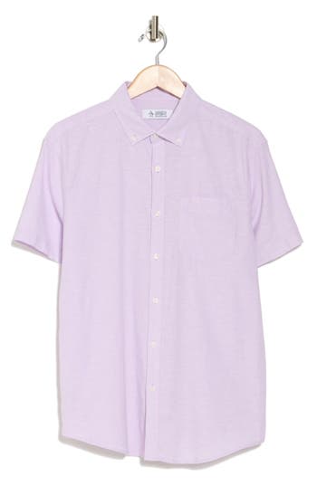 Original Penguin Stretch Linen Blend Short Sleeve Shirt In Lavendula