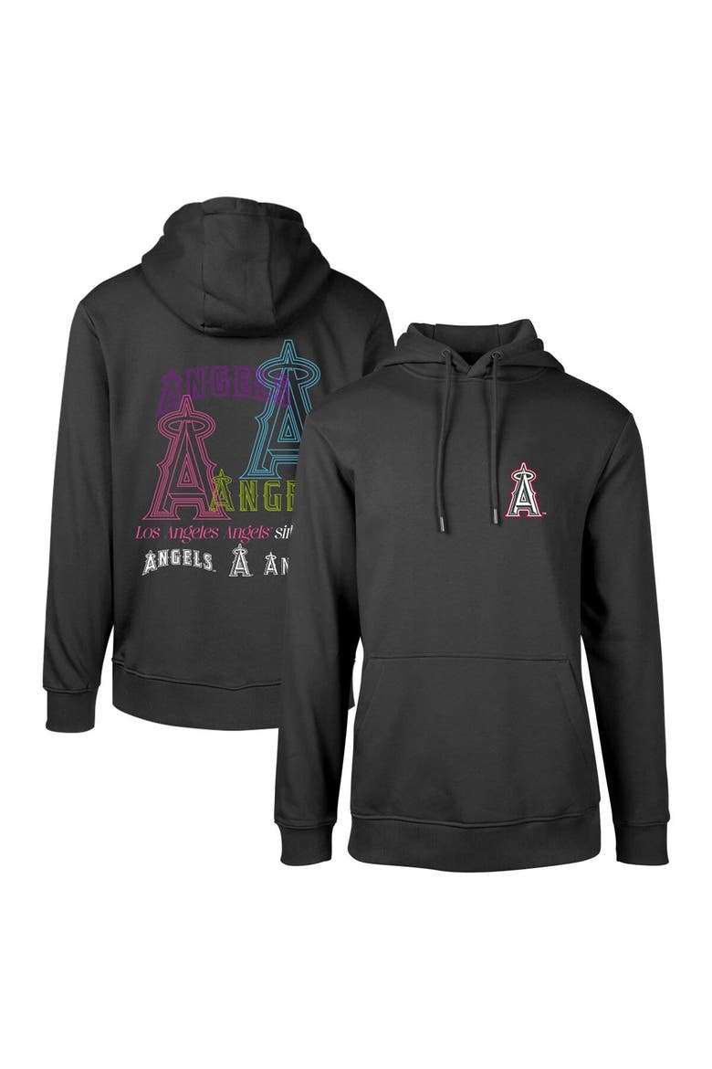 Men's Levelwear Black Los Angeles Angels Podium Vintage Pullover Hoodie, Main, color, Black