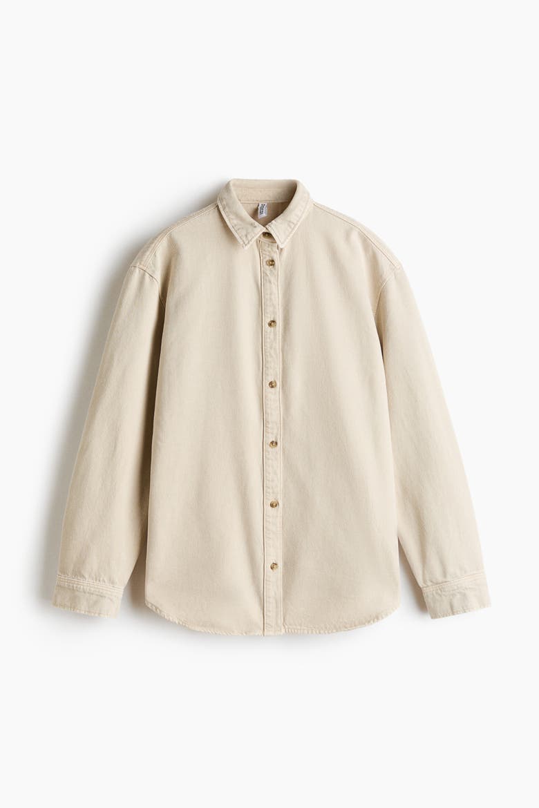 Oversized Denim Shirt, Alternate, color, Light dusty beige