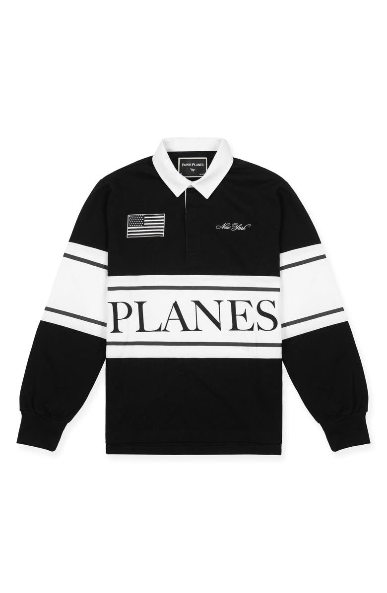 PAPER PLANES NY Rugby Shirt, Main, color, Black