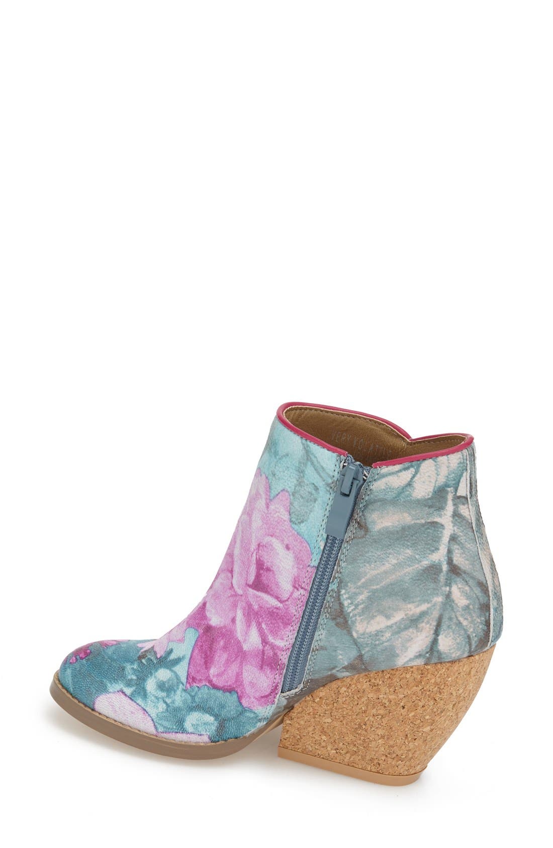 'Tea Party' Floral Print Wedge Bootie, Alternate, color, BLUE/ MULTI LEATHER