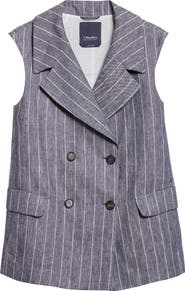 Max Mara Ballo Pinstripe Double Breasted Linen Vest