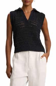 Renee Crochet Cotton Sweater Polo