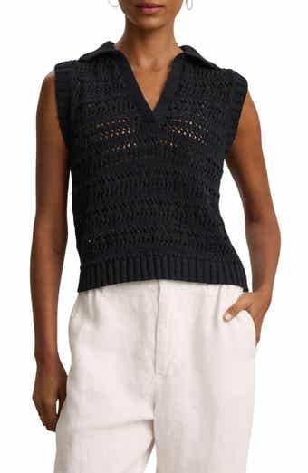 Renee Crochet Cotton Sweater Polo