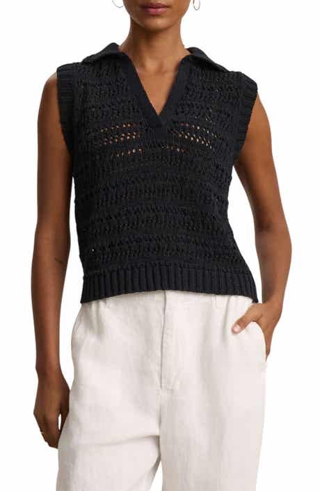 Renee Crochet Cotton Sweater Polo
