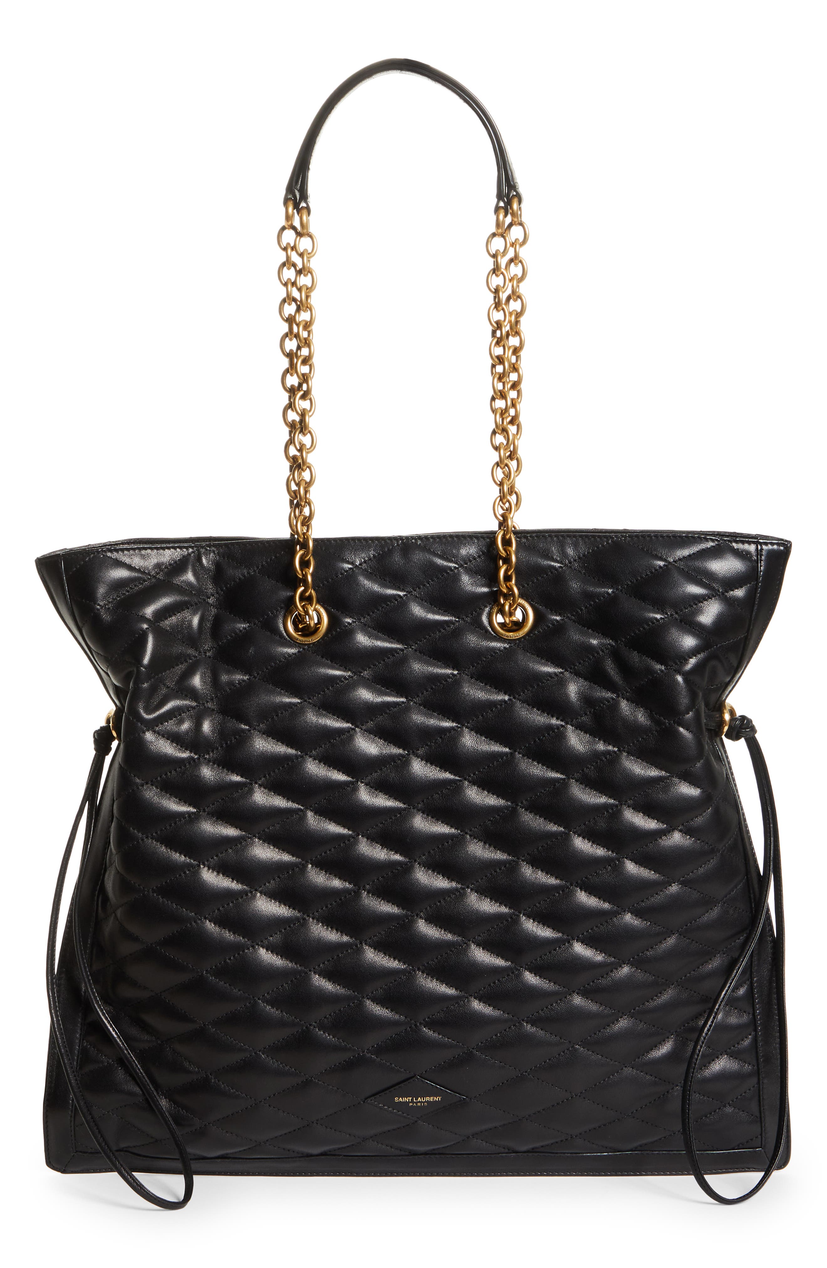 Saint Laurent Matelassé Lambskin Leather Tote, Main, color, 