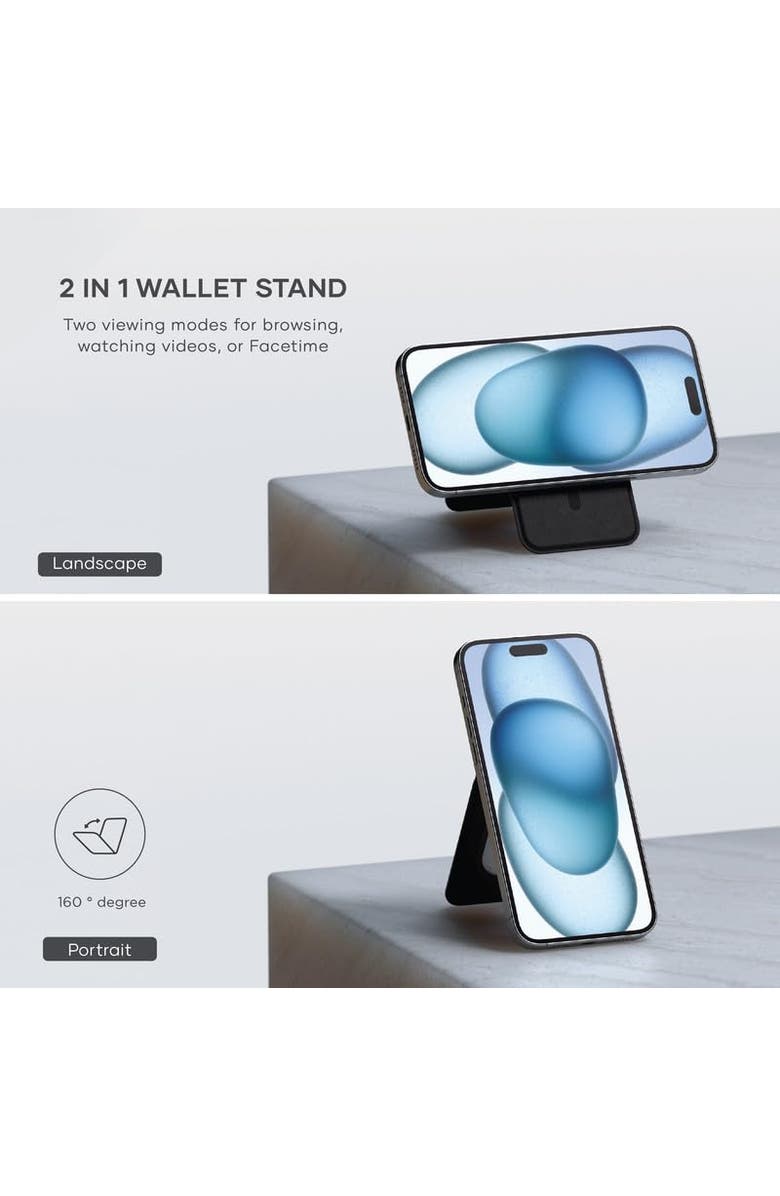 Satechi Vegan-Leather Magnetic Wallet Stand, Alternate, color, Black