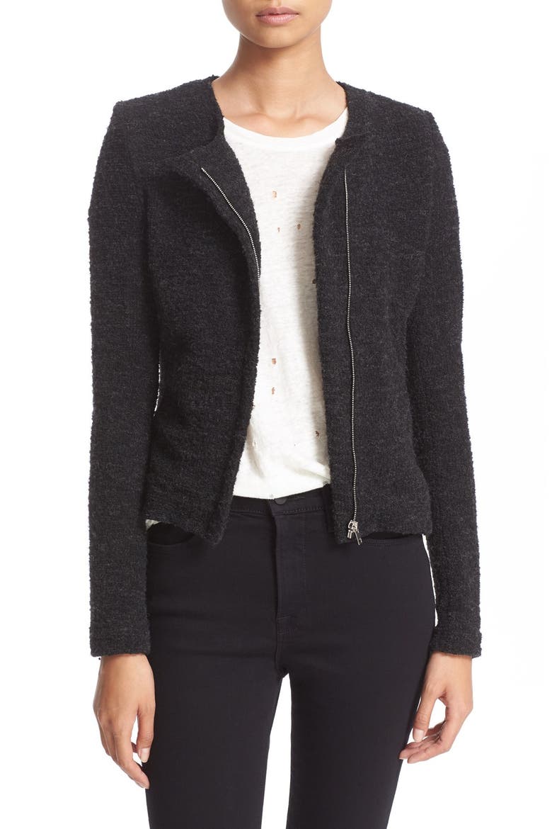 Asymmetrical Zip Knit Jacket, Main, color, DARK GREY