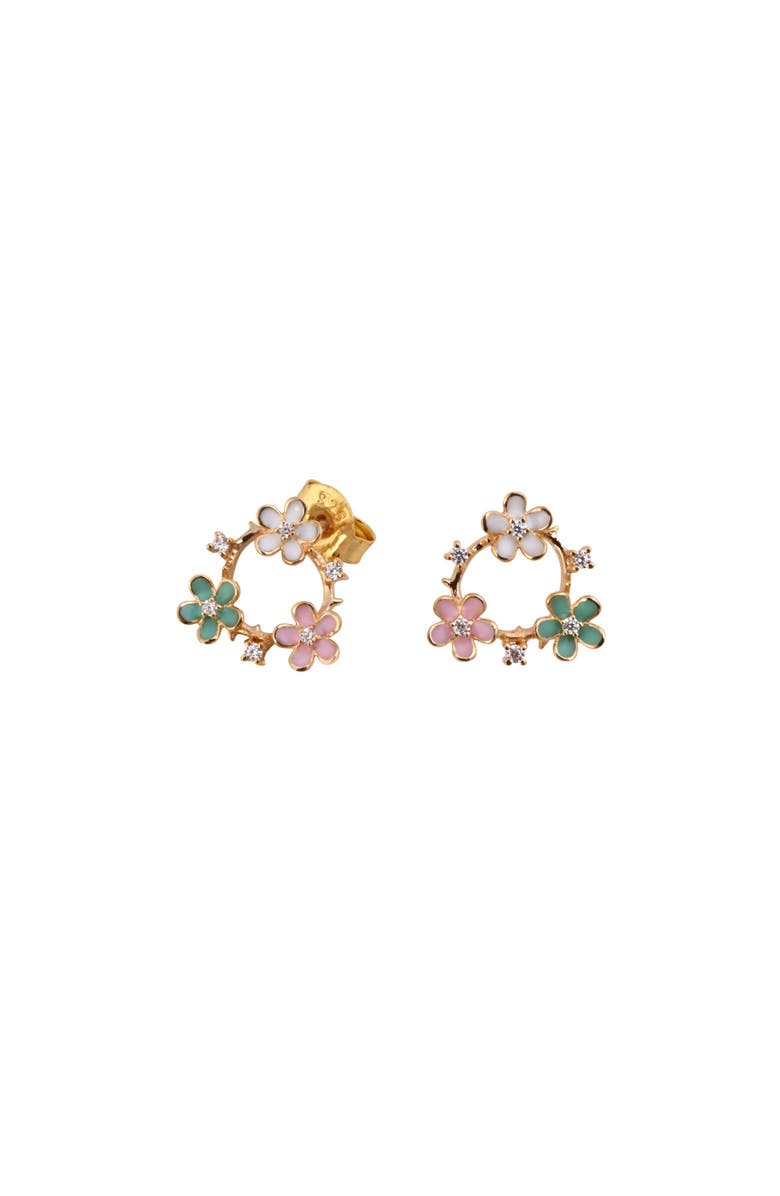 Arte Nova Jewellery Flores Coloridas Earrings, Main, color, Gold 19,2K